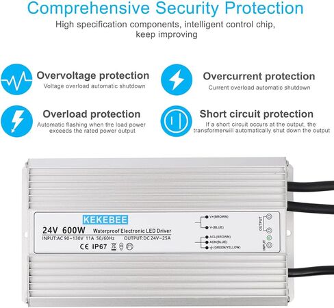 سائق LED 24V800W مزود طاقة مقاوم للماء 90-120 فولت إلى 24V33.3A AC إلى DC محول IP67 محول الجهد المنخفض مناسب للإضاءة LED الداخلية والخارجية وأي جهاز 24V DC in Kuwait