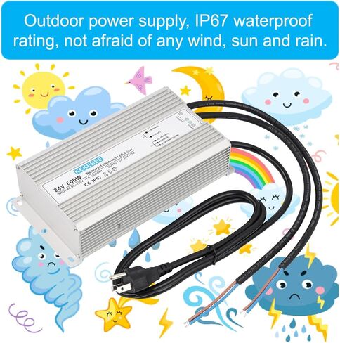 سائق LED 24V800W مزود طاقة مقاوم للماء 90-120 فولت إلى 24V33.3A AC إلى DC محول IP67 محول الجهد المنخفض مناسب للإضاءة LED الداخلية والخارجية وأي جهاز 24V DC in Kuwait