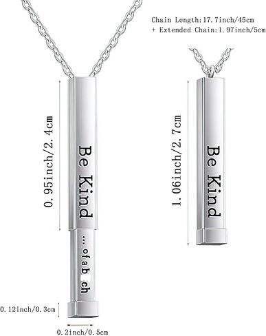 Be Kind Of A B Necklaces For Women, Hidden Message Necklace, Best Friends Sorority Sisters Friendship Jewelry Gift, Square Tube Pendant with Hidden Message Strap Friendship Gift in Saudi Arabia