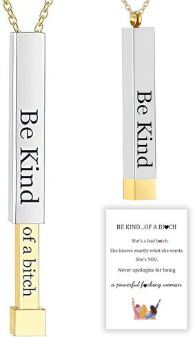 Be Kind Of A B Necklaces For Women, Hidden Message Necklace, Best Friends Sorority Sisters Friendship Jewelry Gift, Square Tube Pendant with Hidden Message Strap Friendship Gift in Saudi Arabia