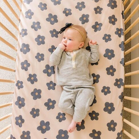 Premium Knit Baby Crib Sheets for Boys and Girls by Copper Pearl: Breathable and Soft, Fitted Crib Sheets for Standard Baby Mattresses, Crib Sheet for Baby Registry or Shower Gift, Daisy in Saudi Arabia