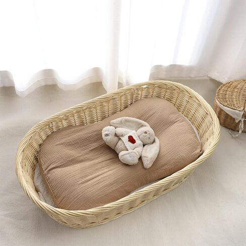 Pea Pod Baby Lounger Cover Muslin Cotton Slipcover Compatible with Snuggle Me Lounger - Soft Breathable Infant Lounger Covers Only for Newborn Baby Nest Lounger Sheets for Cozy Nap 0-12 Months，Blue in Saudi Arabia