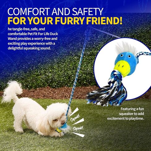 Pet Fit For Life Wand Toy for Dogs - Extra Long 31" Pole with Plush Alligator Squeaky Toy, Soft Foam Handle for Tug of War and Interactive Fun & Exercise in Kuwait