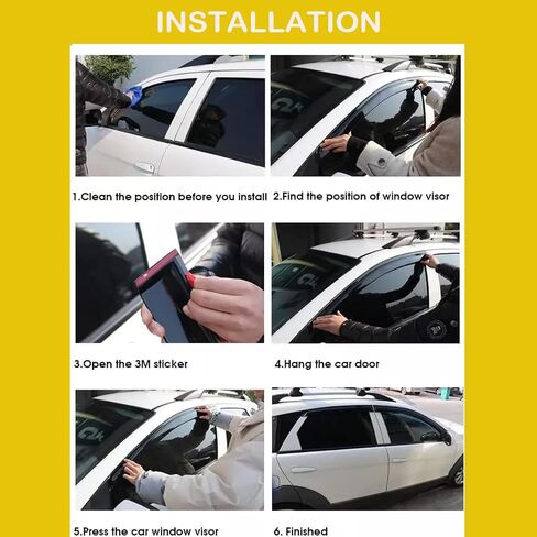 Tape on Side Window Deflectors Rain Guards Vent Sun Shades Window Visors for 2007-2013 Chevy Silverado & GMC Sierra 1500 2500HD 3500HD Crew Cab, 07-14 Yukon XL/Suburban/Avalanche, Smoke 94515 in Saudi Arabia
