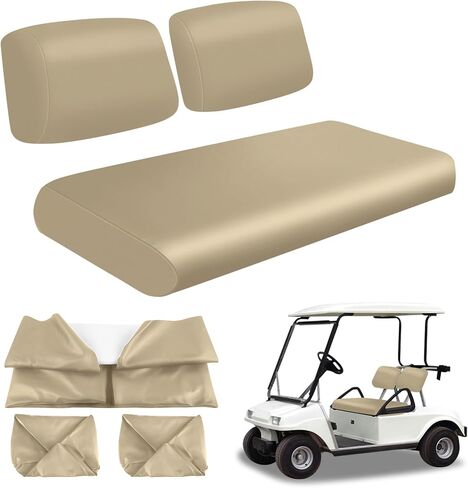 Golf Cart Front Seat Covers Black Micro Fiber Leather Seat Covers Replacement for Club Car DS 1982-2000, Staple On in Saudi Arabia