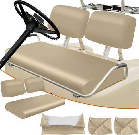 Golf Cart Front Seat Covers Black Micro Fiber Leather Seat Covers Replacement for Club Car DS 1982-2000, Staple On in Saudi Arabia