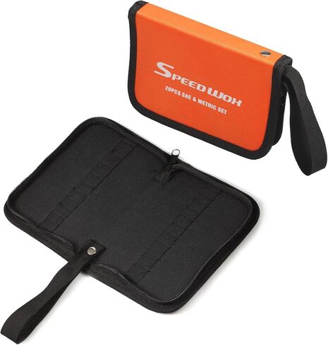 SPEEDWOX 20 Pockets Wrench Tool Storage Bag, Tool Pouch Organizer for Mini Wrenches, Metric and SAE, Portable Tool Organizer with Tote Design, Orange 1680D Oxford Fabric in Kuwait