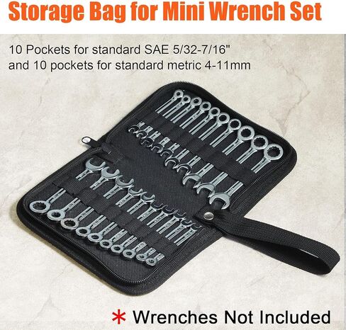 SPEEDWOX 20 Pockets Wrench Tool Storage Bag, Tool Pouch Organizer for Mini Wrenches, Metric and SAE, Portable Tool Organizer with Tote Design, Orange 1680D Oxford Fabric in Kuwait