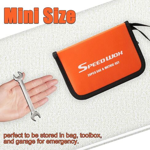 SPEEDWOX 20 Pockets Wrench Tool Storage Bag, Tool Pouch Organizer for Mini Wrenches, Metric and SAE, Portable Tool Organizer with Tote Design, Orange 1680D Oxford Fabric in Kuwait