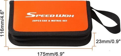 SPEEDWOX 20 Pockets Wrench Tool Storage Bag, Tool Pouch Organizer for Mini Wrenches, Metric and SAE, Portable Tool Organizer with Tote Design, Orange 1680D Oxford Fabric in Kuwait