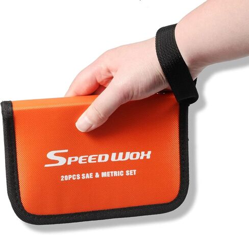 SPEEDWOX 20 Pockets Wrench Tool Storage Bag, Tool Pouch Organizer for Mini Wrenches, Metric and SAE, Portable Tool Organizer with Tote Design, Orange 1680D Oxford Fabric in Kuwait