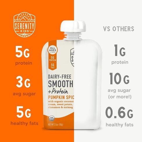 Serenity Kids Berry Butternut Baby Food Pouch, 5g Protein, 3.5 Oz, 6 Pack | No Added Sugar, USDA Organic, Dairy Free Baby Snacks, Toddler Snacks, Toddler Pouches, Baby Food Pouches in Saudi Arabia