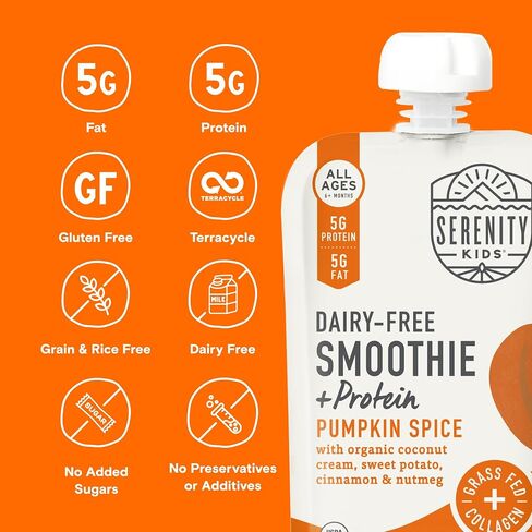 Serenity Kids Berry Butternut Baby Food Pouch, 5g Protein, 3.5 Oz, 6 Pack | No Added Sugar, USDA Organic, Dairy Free Baby Snacks, Toddler Snacks, Toddler Pouches, Baby Food Pouches in Saudi Arabia