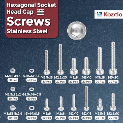 1080pcs Socket Head Cap Screws Bolts Nuts Assortment Kit - [M2/M2.5/M3/M4/M5/M6] 304 Stainless Steel Allen Socket Drive for 3D Printer in Saudi Arabia