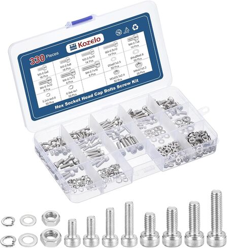 1080pcs Socket Head Cap Screws Bolts Nuts Assortment Kit - [M2/M2.5/M3/M4/M5/M6] 304 Stainless Steel Allen Socket Drive for 3D Printer in Saudi Arabia