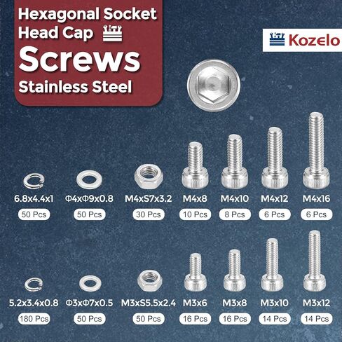 1080pcs Socket Head Cap Screws Bolts Nuts Assortment Kit - [M2/M2.5/M3/M4/M5/M6] 304 Stainless Steel Allen Socket Drive for 3D Printer in Saudi Arabia