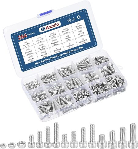 1080pcs Socket Head Cap Screws Bolts Nuts Assortment Kit - [M2/M2.5/M3/M4/M5/M6] 304 Stainless Steel Allen Socket Drive for 3D Printer in Saudi Arabia
