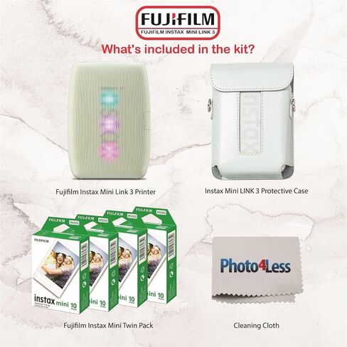 حزمة طابعة Fujifilm Instax Mini Link 3 (وردي وردي) مع فيلم Fujifilm Instax Mini Film (40 ورقة)، وحقيبة حماية Mini Link 3 in Saudi Arabia