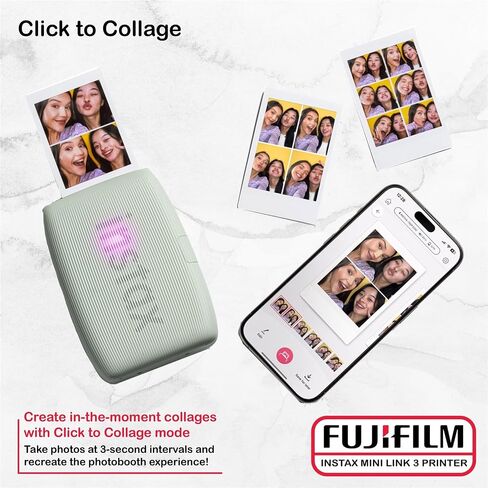 حزمة طابعة Fujifilm Instax Mini Link 3 (وردي وردي) مع فيلم Fujifilm Instax Mini Film (40 ورقة)، وحقيبة حماية Mini Link 3 in Saudi Arabia