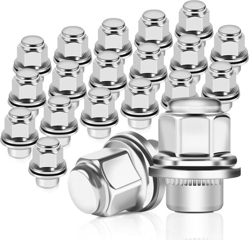 مجموعة صواميل العروة M12x1.5، صواميل العروة على طراز مصنع OEM من الكروم، صواميل العروة لـ 2001-2022 Ford Escape، 2000-2018 Ford Focus، 2006-2020 Ford Fusion Factory Wheels (20 حزمة مع مقبس صواميل العروة) من Mywish in Kuwait