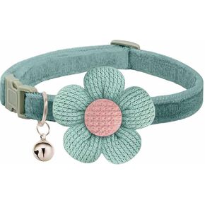 Small Dog Collar, Dog Collar for Girl with Flower, Puppy Collar with Bell, Adjustable Little Dog Collar