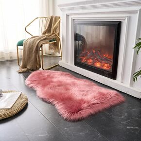 EasyJoy Ultra Soft Fluffy Shaggy Area Rug Faux Fur Rug Chair Cover Seat Pad Fuzzy Area Rug for Bedroom Floor Sofa Living Room (2 x 3 ft Sheepskin, Beige)