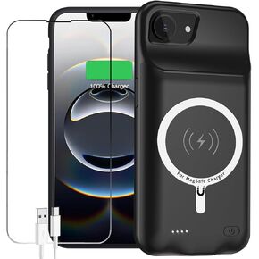 Battery Case for iPhone 13, Enhanced 7000mAh Ultra Thin Portable Protective Smart Charging Case Support Carplay Compatible with iPhone 13 (6.1 inch) Rechargeable Extended Battery Charger Case (Black)
