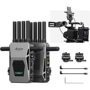 Accsoon CineView Master 4K Wireless Video Transmitter Receiver 2.4Ghz+5Ghz+6GHz Tri-Band 8202ft Range 25 ms Latency, SDI HDMI Video Transmission System, 4K 60FPS 1 Wired iOS+4 App Monitoring(1TX+1RX)