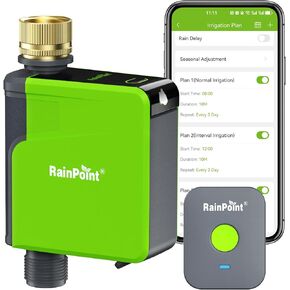 RAINPOINT Sprinkler Timer with Brass Inlet, Bluetooth Water Timer for Garden Hose, Smart Hose Timer with Rain Delay, APP Control, Automatic Irrigation System for Lawns and Yard