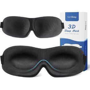 Blackout Sleep Mask for Men Women，Pressure Relief 3D Contoured Cup Eye Cover for Sleeping，Ultra Soft & Breathable Block Out Light Blindfold with Adjustable Strap for Travel Nap Yoga