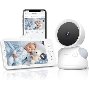 ARENTI Baby Monitor WiFi 6 Smartphone App, 5-inch Wireless Display with Camera and Audio, Super Night Vision, Cry &Motion Detection, Temp & Humidity Sensor, 2-Way Talk (D3)
