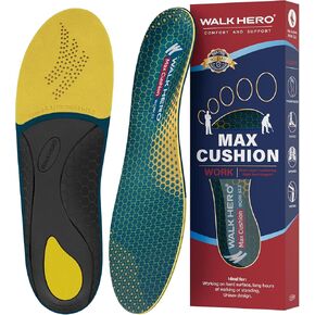 WalkHero Work Insoles for Plantar Fasciitis Pain Relief - Arch Support Inserts for Work Boot and Shoe, Insoles for Standing All Day and Max Cushion (Mens 7-7.5 | Womens 9-9.5, Starry Blue)
