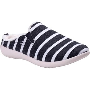 Spenco Women's Dundee Striped Slipper, Grey/White, 7.5 Wide