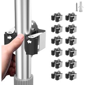 Broom Holder 2 Pack, Broom Hanger Wall Mount for Garage Organization, Garden Tool Organizer 4 Racks with 5 Hooks, Broom Rack for Rakes, Shovels with Screws