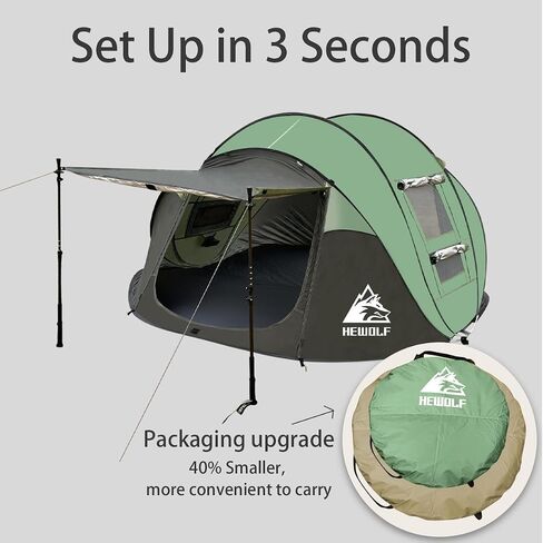 Hewolf 2/4 Person Pop Up Camping Tent,Instant Easy Setup,Waterproof,Automatic Family Tent for Camping,Hiking & Traveling in Saudi Arabia
