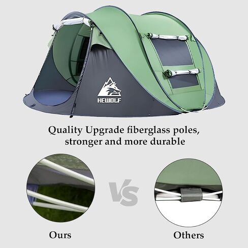 Hewolf 2/4 Person Pop Up Camping Tent,Instant Easy Setup,Waterproof,Automatic Family Tent for Camping,Hiking & Traveling in Saudi Arabia
