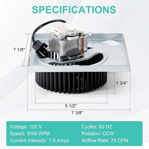 S97017450 محرك مروحة الحمام وعجلة النفخ لمحرك استبدال مروحة العادم Broan NuTone 771 771-A، 70CFM، 120 فولت in Kuwait
