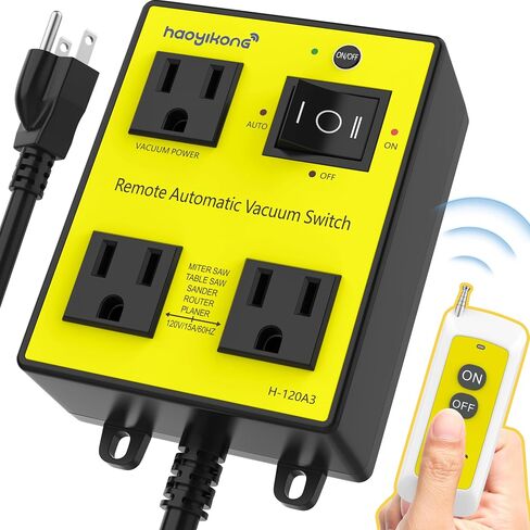 Automatic Vacuum Switch with Remote, Auto Vacuum Switch for Various Power Tools, Dust Collector On/Off Delay to Prevent Circuit Overload and Tripping, Keep Your Workplace Clean, Better for Your Lung in Saudi Arabia