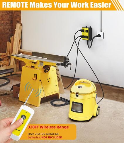Automatic Vacuum Switch with Remote, Auto Vacuum Switch for Various Power Tools, Dust Collector On/Off Delay to Prevent Circuit Overload and Tripping, Keep Your Workplace Clean, Better for Your Lung in Saudi Arabia