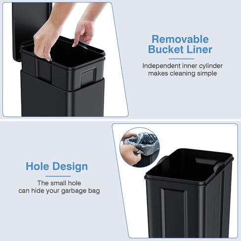 سلة مهملات الحمام BETHEBEST سعة 6 لتر/1.6 جالون مع غطاء، سلة مهملات من الفولاذ المقاوم للصدأ مع سلة مهملات قابلة للإزالة للحمام والمكتب وغرفة النوم (فضي) in Kuwait