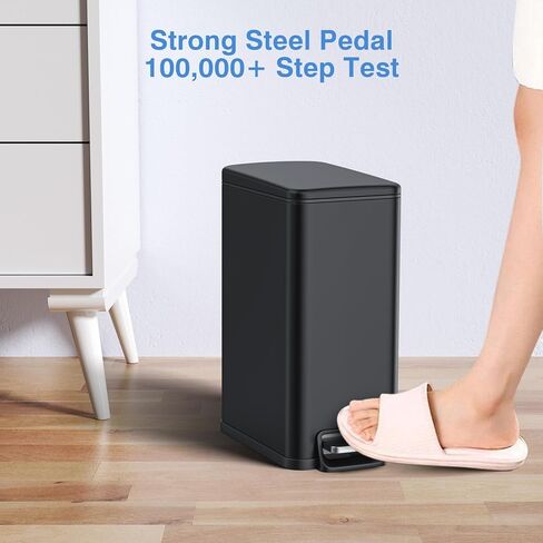 سلة مهملات الحمام BETHEBEST سعة 6 لتر/1.6 جالون مع غطاء، سلة مهملات من الفولاذ المقاوم للصدأ مع سلة مهملات قابلة للإزالة للحمام والمكتب وغرفة النوم (فضي) in Kuwait