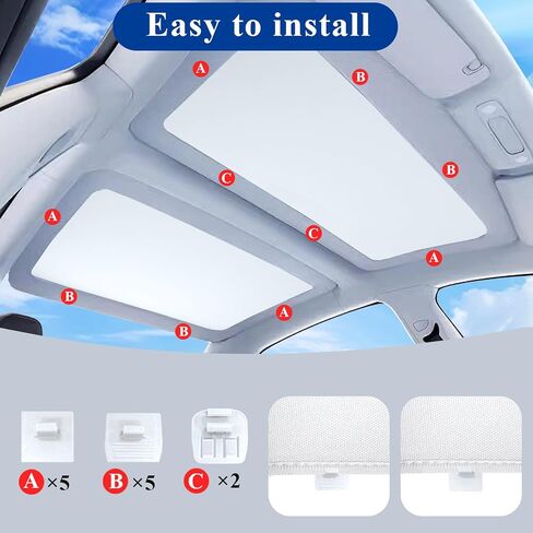 Tesla Model Y Sunshade Roof, 2-in-1 Roof Sunshade for Tesla Model Y 2020-2024, Heat Blocking Cover for Top Window Sun Protection, Foldable Model Y Roof Sunroof, Precision Fit, No Sagging in Saudi Arabia
