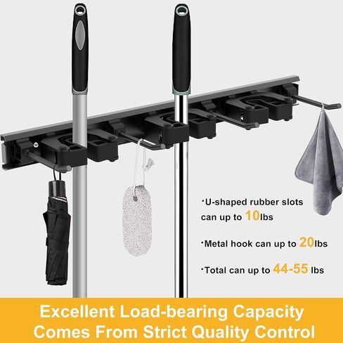 Broom Holder 2 Pack, Broom Hanger Wall Mount for Garage Organization, Garden Tool Organizer 4 Racks with 5 Hooks, Broom Rack for Rakes, Shovels with Screws in Saudi Arabia