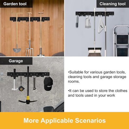 Broom Holder 2 Pack, Broom Hanger Wall Mount for Garage Organization, Garden Tool Organizer 4 Racks with 5 Hooks, Broom Rack for Rakes, Shovels with Screws in Saudi Arabia