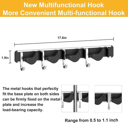 Broom Holder 2 Pack, Broom Hanger Wall Mount for Garage Organization, Garden Tool Organizer 4 Racks with 5 Hooks, Broom Rack for Rakes, Shovels with Screws in Saudi Arabia