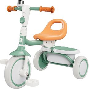 besrey Kids Tricycle with Flash Wheels for Ages 18 Months to 5 Years, Toddler Tricycle with Bell, Kids Tricycle, Gift for 2-5 Year Olds, Gift and Toy for Boys and Girls, Tricycle for Toddlers, Green