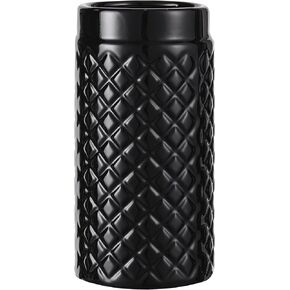 YANWE1 Black Ceramic Flower Vase, Decorative Vase, Boho Vase, Mondern Vase, Ribbed Vase, Rectangle Vase, Pampas Grass Vase for Decor, Living Room, Office, Mantel, Wedding, Dinning Table, 7.3 Inches
