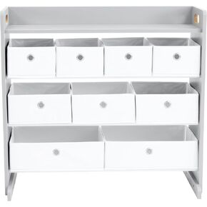 Humble Crew Kids Toy Storage Organizer with Shelf and 5 Collapsible Fabric Storage Bins, Grey/White