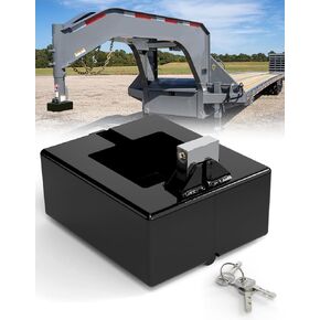 Rvdeea Gooseneck Trailer Lock, Heavy Duty Trailer Lock Fits Round & Square Trailer Tubes, Gooseneck Lock Fits Most 7-Inch Bottom Plate Couplers - Black