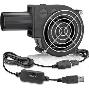 97mm x 33mm USB Centrifugal 5V Air Blower Brushless Fan with Tube for Replacement Fireplace Forge Smoker BBQ Electronic Cabinet Squirrel Cage Cooler